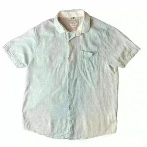 Bruno Positano Mens Linen Blend Short Sleeve Button Up Shirt Size Large Blue